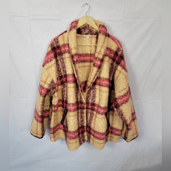Knox Rose 3X Plaid Women's Jacket in Cream and Pink - Picture 1 of 5